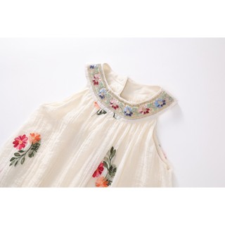 Váy Cho Bé Gái, Váy Cổ Yếm Cho Bé Gái  Họa Tiết Hoa Thêu Nổi Chất Liệu Cotton Mềm Mịn