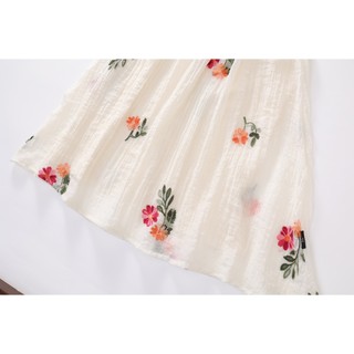Váy Cho Bé Gái, Váy Cổ Yếm Cho Bé Gái  Họa Tiết Hoa Thêu Nổi Chất Liệu Cotton Mềm Mịn
