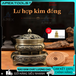 Lư Xông Trầm Hương Hoa Sen & Liên Hoa -Lư Hương Đồng Đúc Khắc Hoa Tiết