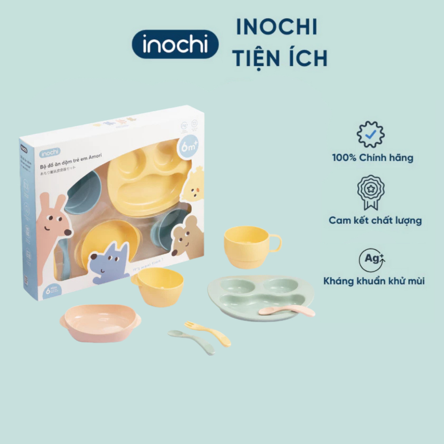 Bộ đồ ăn dặm trẻ em Amori nhựa nguyên sinh an toàn, tiêu chuẩn Nhật - CHÍNH HÃNG INOCHI