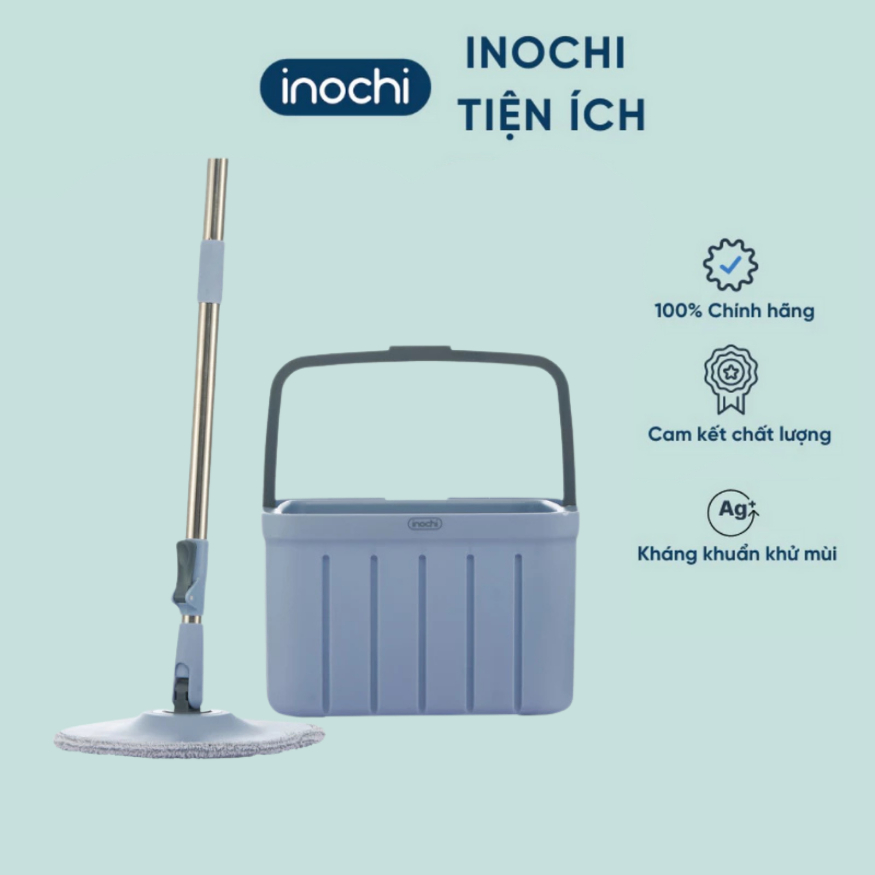 Bộ lau nhà tách nước vuông Souji INOCHI xoay 360 độ, có lỗ thoát nước thông minh