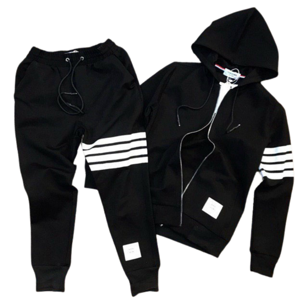 Bộ Quần Áo Mặc Nhà Thể Thao Phối Viền Nam Cao Cấp Đồ Nữ Thun Nỉ Kem Quần Jogger dài - unisex C