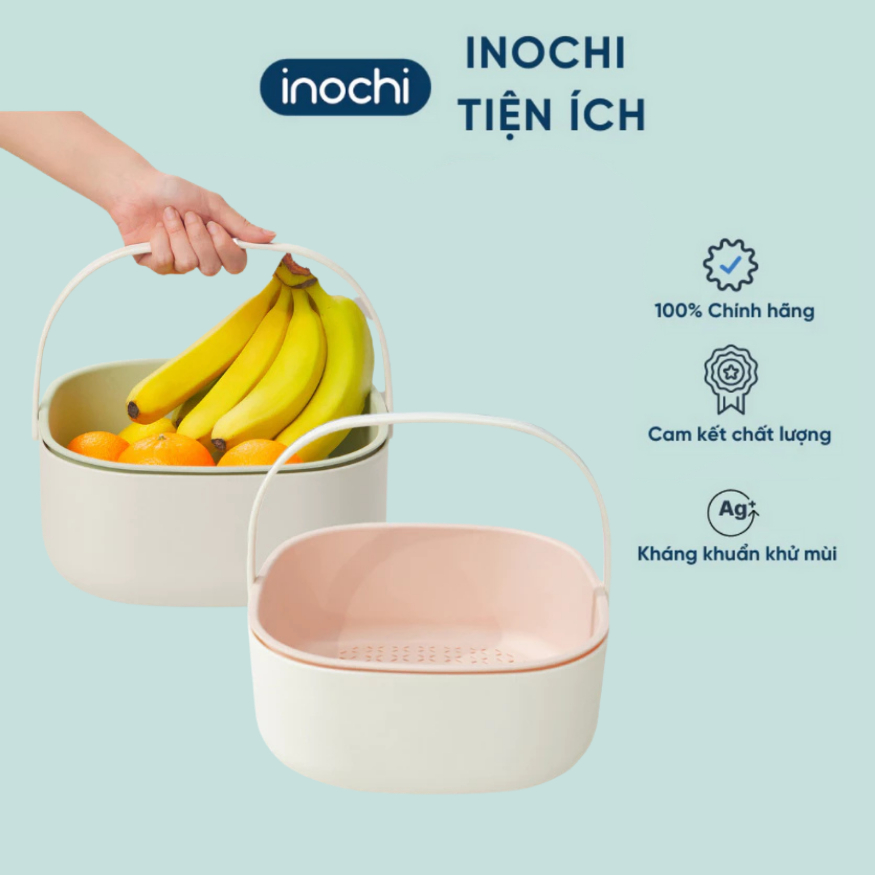 Bộ thau rổ có quai xách Yoko 27cm Inochi (tiêu chuẩn Nhật Bản)