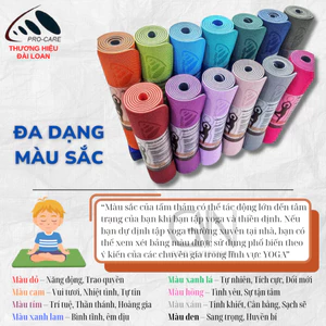 Thảm Yoga PRO-CARE Đài Loan Cao Su Định Tuyến Siêu Bám Tay - Hàng Chính Hãng Tặng Kèm Túi Đựng