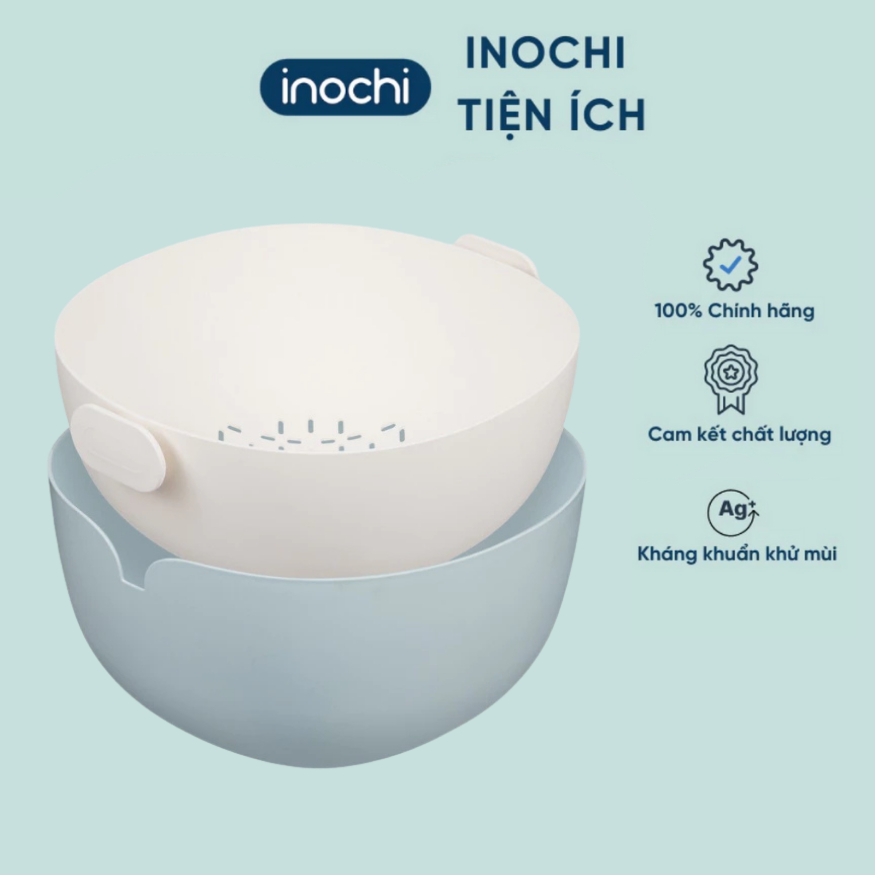Bộ thau rổ tròn Yoko 26cm tiêu chuẩn Nhật Bản tiện lợi, bền, đẹp chính hãng Inochi