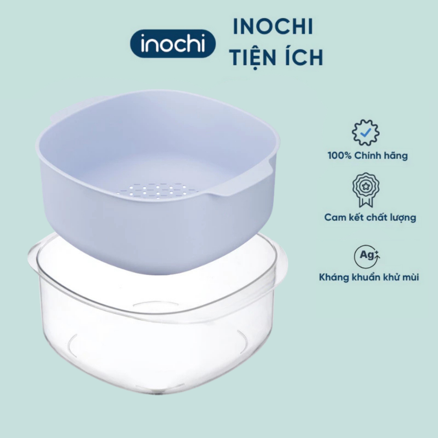 Bộ thau rổ vuông Yoko tiêu chuẩn Nhật Bản tiện lợi, bền, đẹp chính hãng Inochi