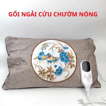 Gối Ngải Cứu Cao Cấp Chườm Nóng, Gối Ngải Cứu Cắm Điện Thảo Dược Kê Cổ Gối Đầu,Chống Nhức Mỏi Dễ Ngủ
