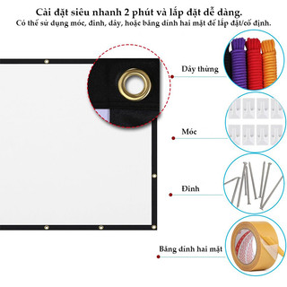 Màn Chiếu Treo Tường Chiếu Phản Quang Gấp Gọn, Tăng Độ Sáng, Tương Phản Có chứa Velcro