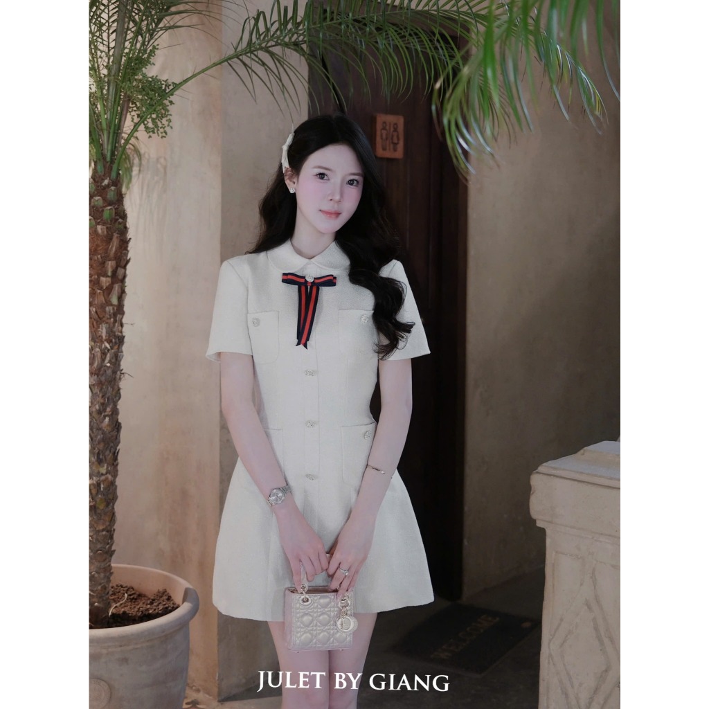 [JULETBYGIANG] Váy Tiểu Thư Sang Chảnh Juletbygiang Đầm thiết kế liền dáng chữ A Monte Dress chất TE