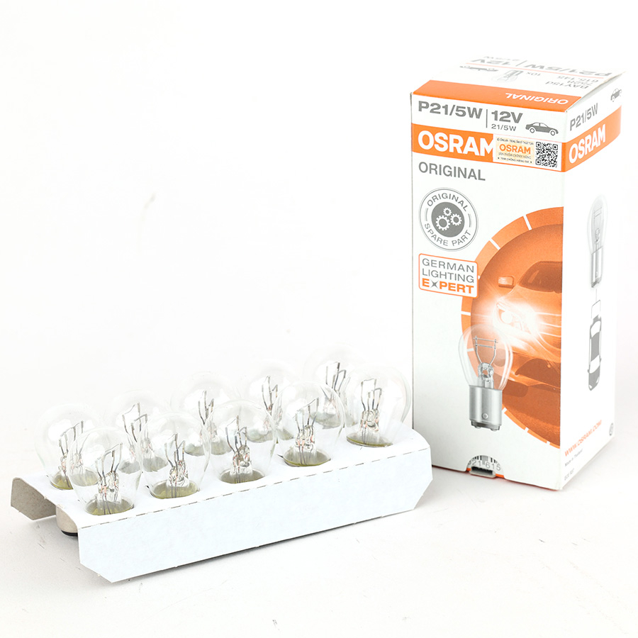 Combo 2 Bóng Đèn Sau 2 Tim OSRAM Original P21/5W 12V 21/5W (Chân Cao Thấp)
