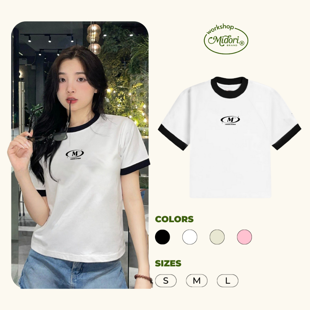 Áo Thun Baby Tee LOGO M Cao Cấp Phông Nam Nữ Unisex Đơn Giản Cotton Local Brand | Mi Midori