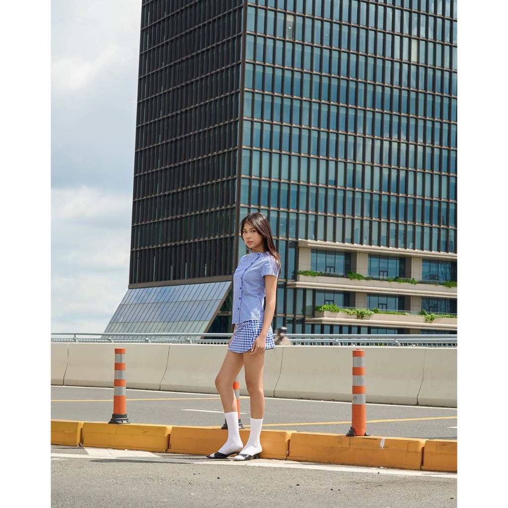 TheBlueTshirt - Chân váy ngắn sọc caro phom chữ A cotton cho nữ - Soul City Skirt