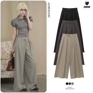 Quần ống rộng MONÁ quần tây dáng thụng chất kaki chéo vân Hàn - DUNIE PANTS