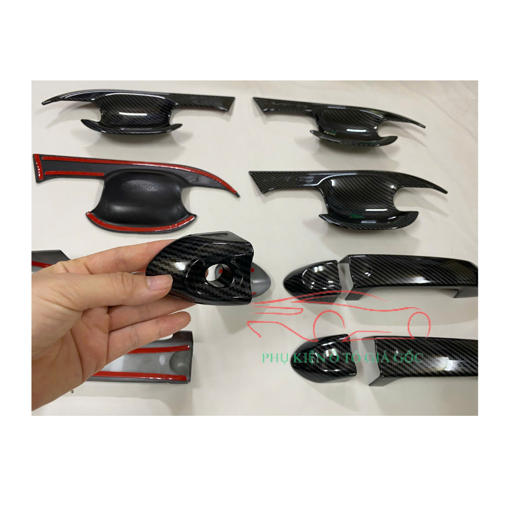 Ốp tay nắm cửa, hõm cửa, nắp che sạc, ốp gương xe Vinfast VF5/Herio Green - chất liệu Carbon cao cấp - chuẩn form xe