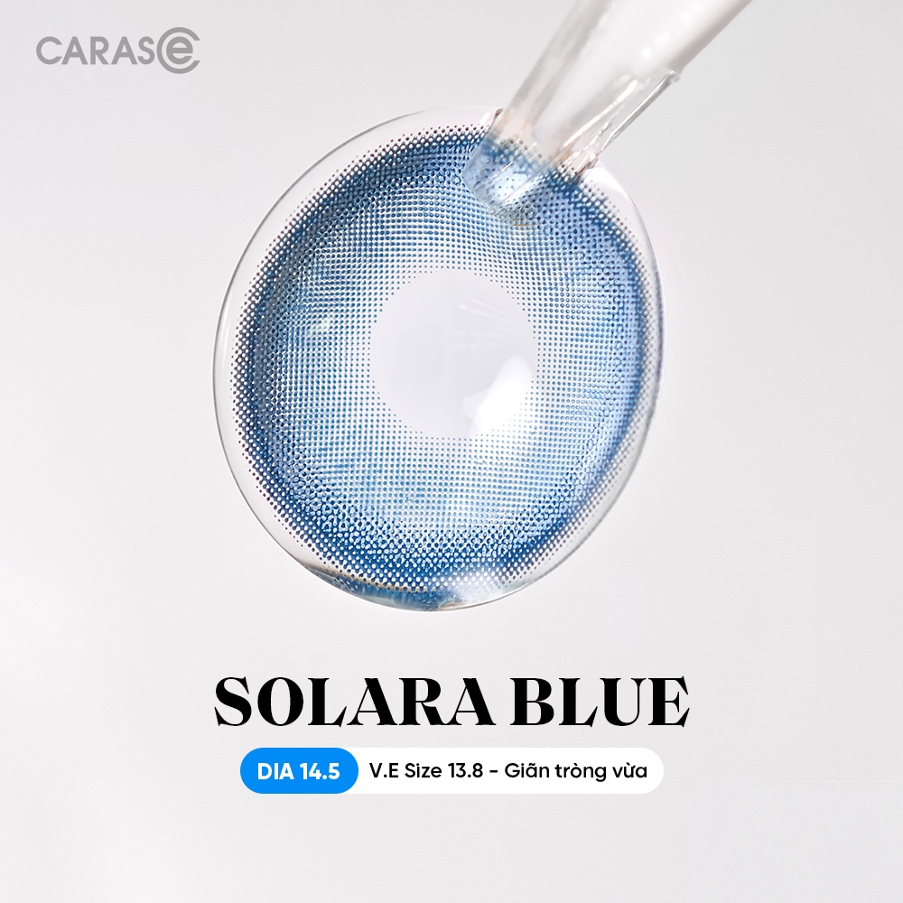 [1 chiếc] Kính áp tròng khoá ẩm 8H 1 Tháng Màu Xanh Dương CARASE, Lens cận SOLARA BLUE