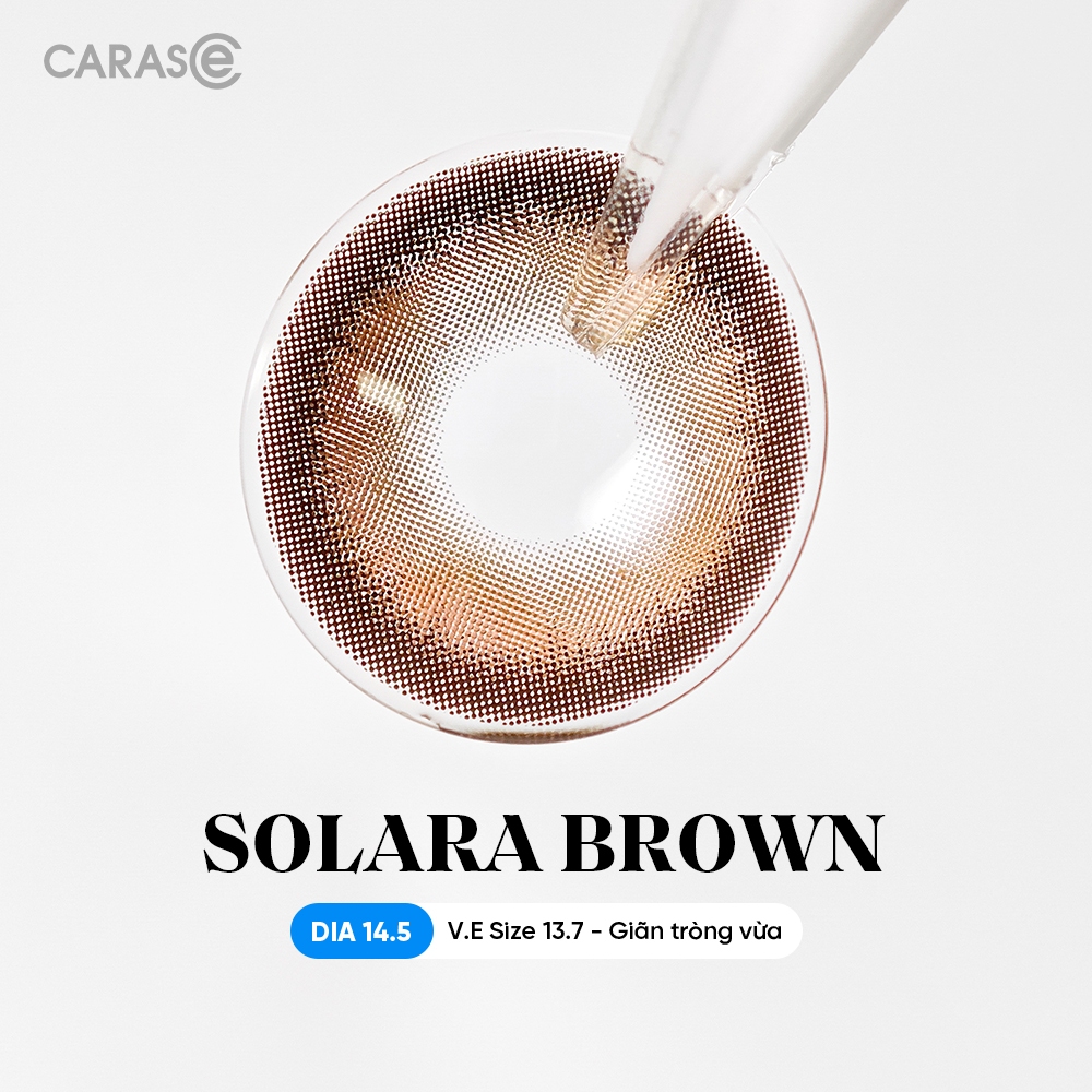 [1 chiếc] Kính áp tròng khoá ẩm 8H 1 Tháng Màu Nâu Sáng CARASE, Lens cận SOLARA BROWN