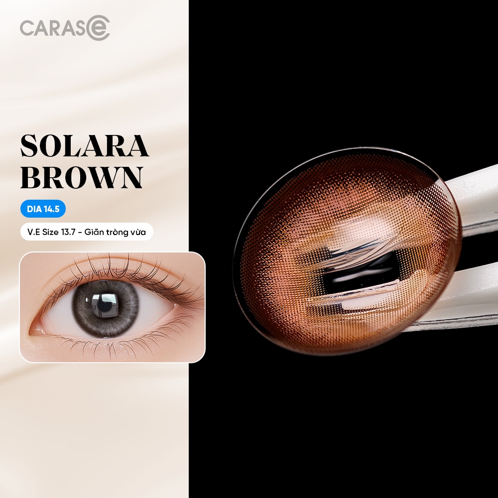 [1 chiếc] Kính áp tròng khoá ẩm 8H 1 Tháng Màu Nâu Sáng CARASE, Lens cận SOLARA BROWN