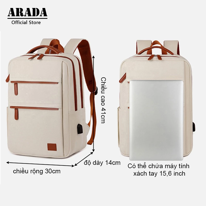 Balo đựng laptop 15.6 inch ARADA phiên bản Hàn Quốc dành cho sinh viên đại học chống nước có cổng sạ