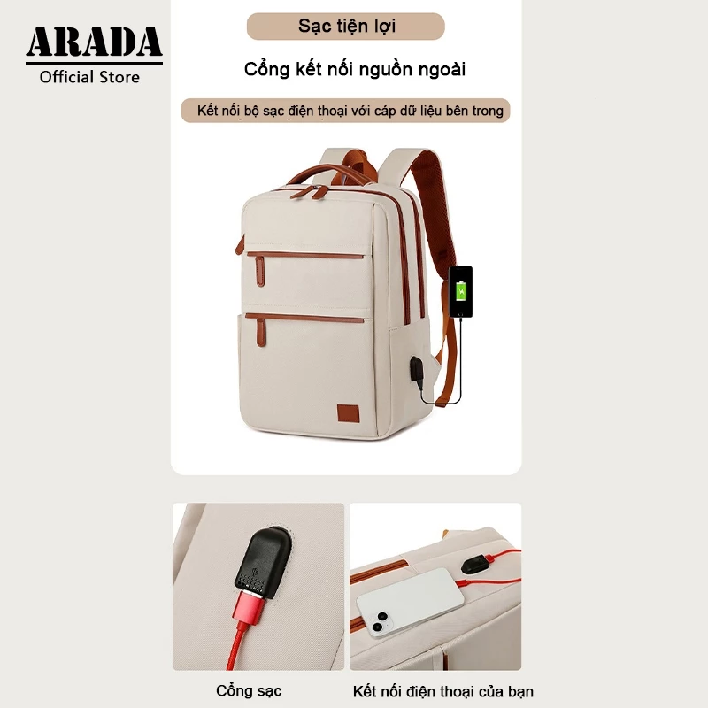 Balo đựng laptop 15.6 inch ARADA phiên bản Hàn Quốc dành cho sinh viên đại học chống nước có cổng sạ