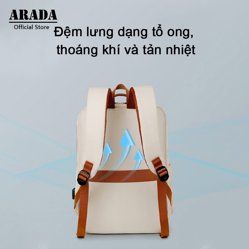 Balo đựng laptop 15.6 inch ARADA phiên bản Hàn Quốc dành cho sinh viên đại học chống nước có cổng sạc USB