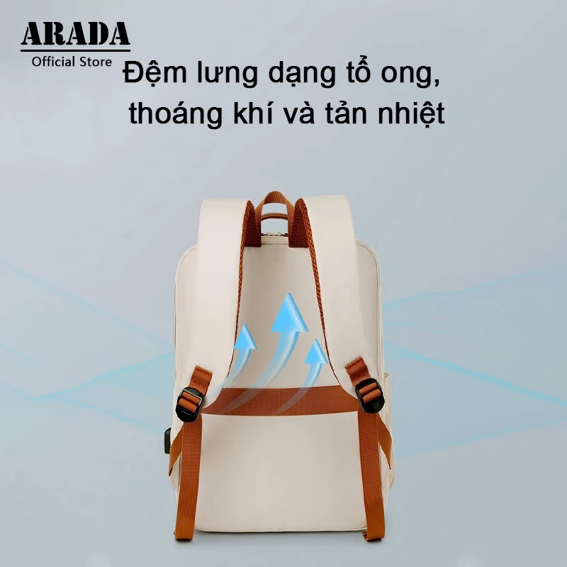 Balo đựng laptop 15.6 inch ARADA phiên bản Hàn Quốc dành cho sinh viên đại học chống nước có cổng sạ