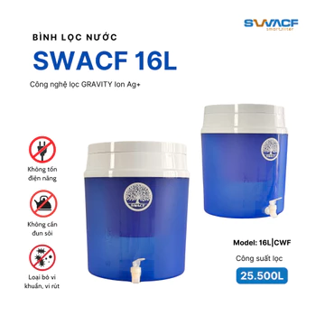 Combo 2X Bình lọc nước SWACF 16L CWF Nano bạc - Sạch khuẩn, Giữ khoáng, Uống trực tiếp - Công nghệ Mỹ