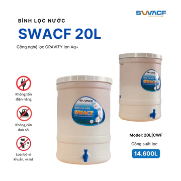 Combo 2X Bình lọc nước SWACF 20L CWF - Sạch khuẩn, Giữ khoáng, Uống trực tiếp - Công nghệ Mỹ