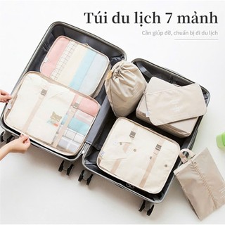 Set 7 túi du lịch đa năng gấp gọn chống nước túi đựng đồ quần áo giày dép tiện lợi