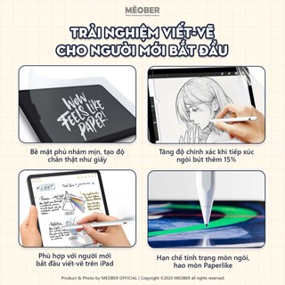 [Premium] Dán màn hình iPad Paperlike Nhám - Viết vẽ như trên giấy, chống chói, hạn chế ánh sáng xanh Ber Paper by MèoB