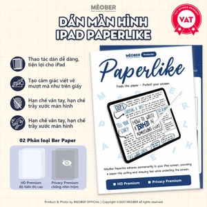 Dán màn hình iPad Paperlike Nhám - Viết vẽ như trên giấy, chống chói, hạn chế ánh sáng xanh Ber Paper by MèoB