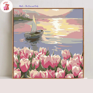 ( TẶNG SET 10 KHẨU TRANG) Tranh Số Hoá Natra Ôm Tim Hoạt Hình Tranh Tô Màu 20x20cm dễ thương đầy đủ cọ, màu, căng khung