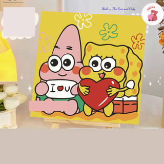 ( TẶNG SET 10 KHẨU TRANG) Tranh Số Hoá  Hoa Sen Núi Hoạt Hình Tranh Tô Màu 20x20cm dễ thương đầy đủ cọ, màu, căng khung