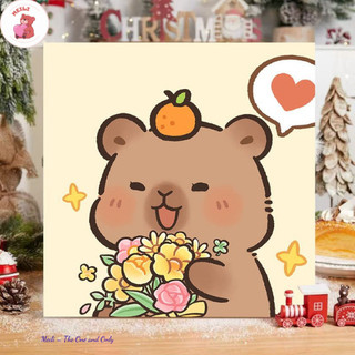 ( TẶNG SET 10 KHẨU TRANG) Tranh Số Hoá Tulip Gần Sun Hoạt Hình Tranh Tô Màu 20x20cm dễ thương đầy đủ cọ, màu, căng khung