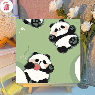( TẶNG SET 10 KHẨU TRANG) Tranh Số Hoá Couple Cừu Hoạt Hình Tranh Tô Màu 20x20cm dễ thương đầy đủ cọ, màu, căng khung sẵ
