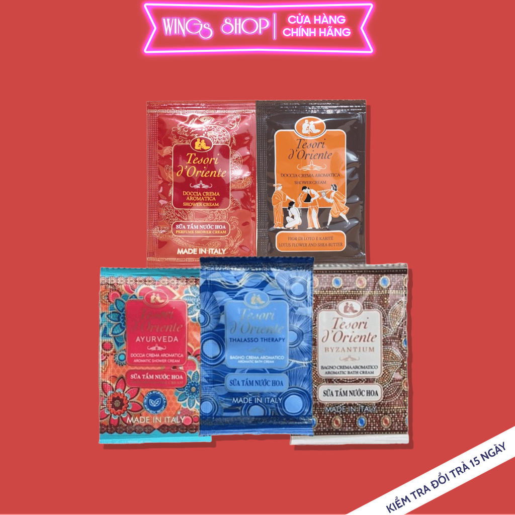Sữa tắm dây Tesori d’Oriente 9ml gói nhỏ tiện dụng | Wings Shop