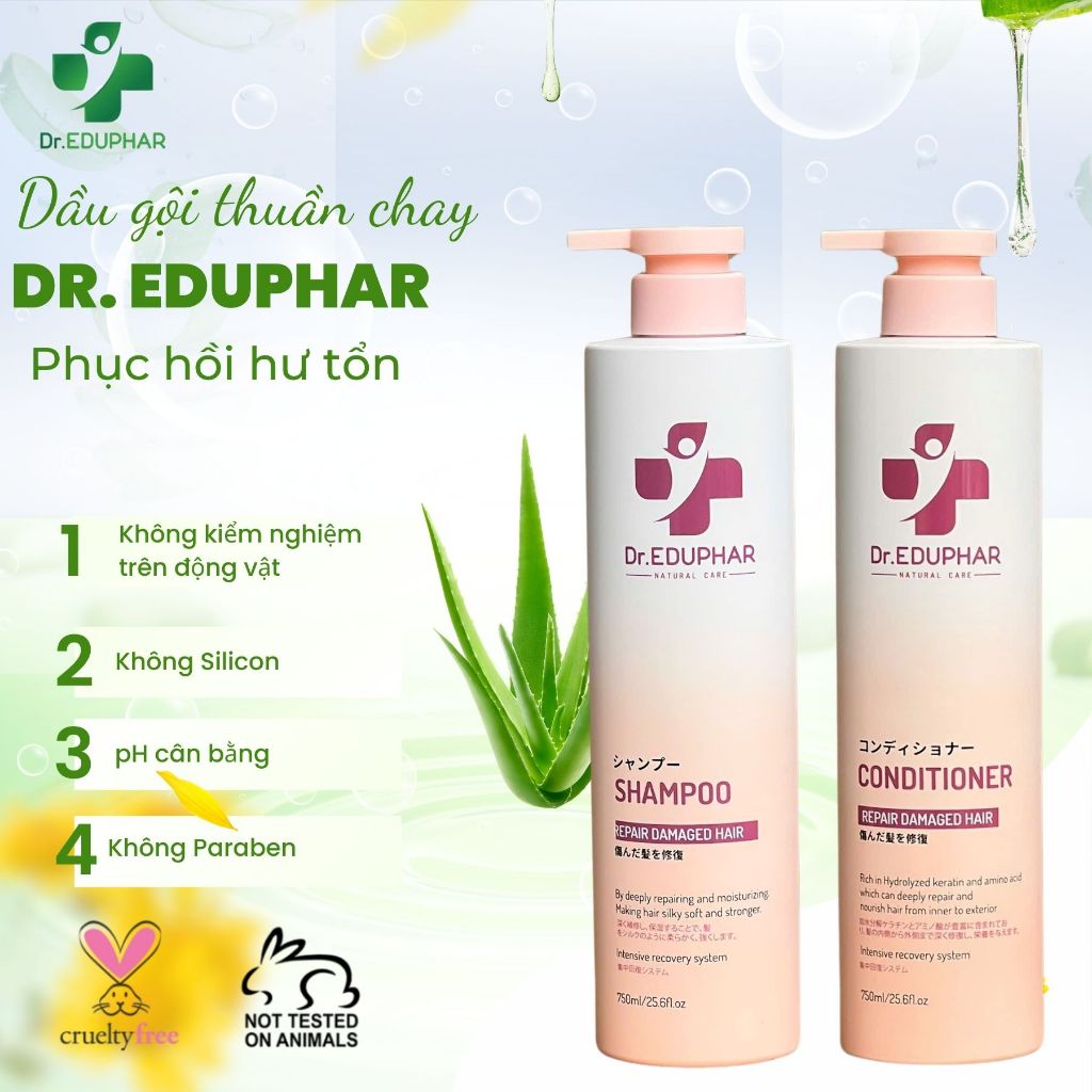 Dầu Gội Xả Thuần Chay Dr.EDUPHAR 750ml | Dưỡng Tóc Mềm Mượt, Bóng Khỏe Chuẩn Salon