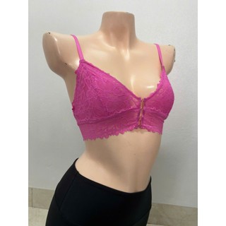 > Thanh lý < Áo lót sexy /áo ngực ren mềm mịn, có khuy cài sau không gọng không đệm màu hồng hàng xuất dư xịn