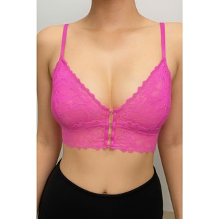 > Thanh lý < Áo lót sexy /áo ngực ren mềm mịn, có khuy cài sau không gọng không đệm màu hồng hàng xuất dư xịn