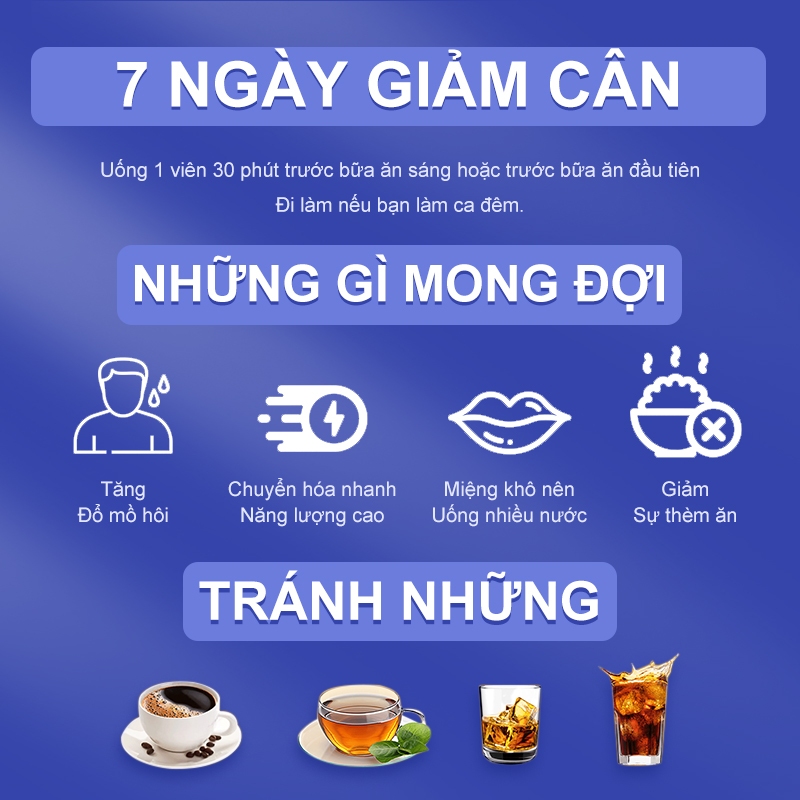 7 ngày giảm cân cấp tốc （1-16kg）giảm cân giảm mỡ bụng 1 hộp 14 viên cod