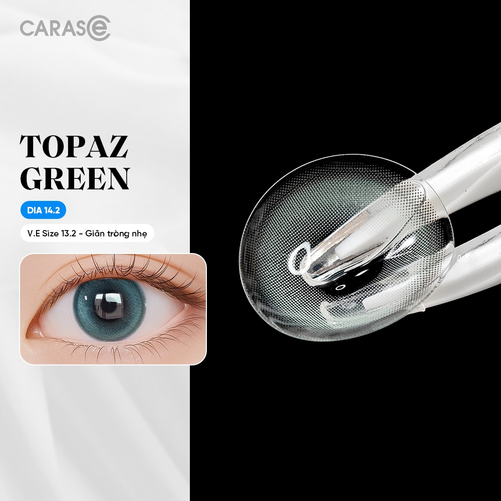 [1 chiếc] Kính áp tròng khoá ẩm 8H 1 Tháng Màu Xanh Lam Ngọc CARASE, Lens cận TOPAZ GREEN