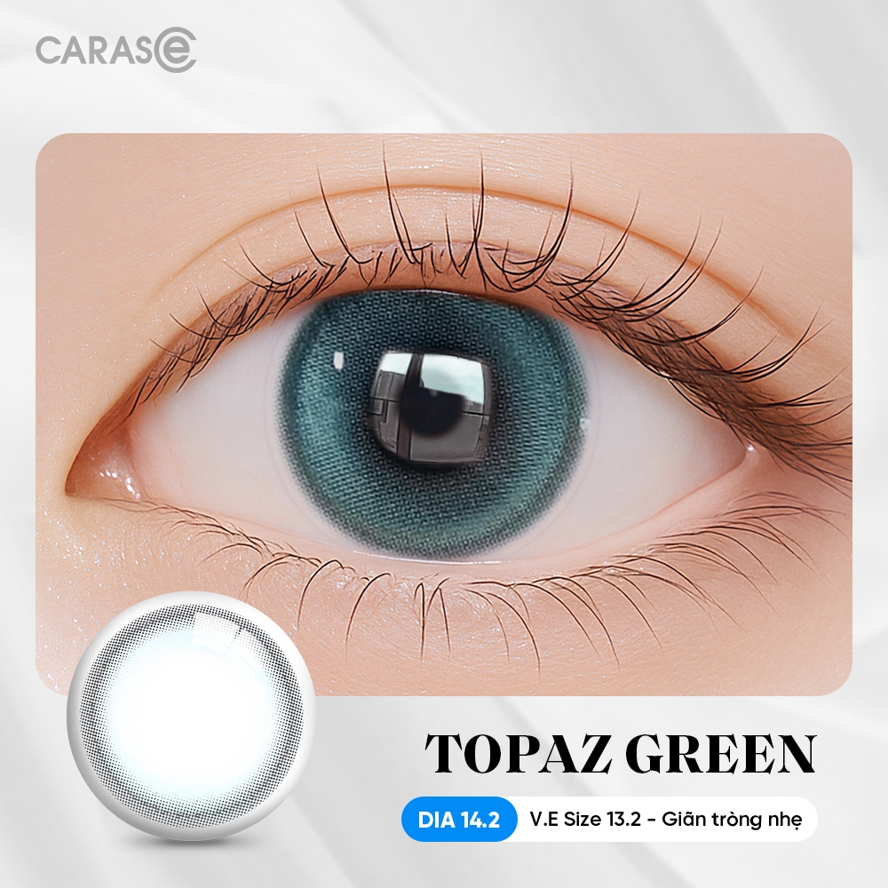 [1 chiếc] Kính áp tròng khoá ẩm 8H 1 Tháng Màu Xanh Lam Ngọc CARASE, Lens cận TOPAZ GREEN