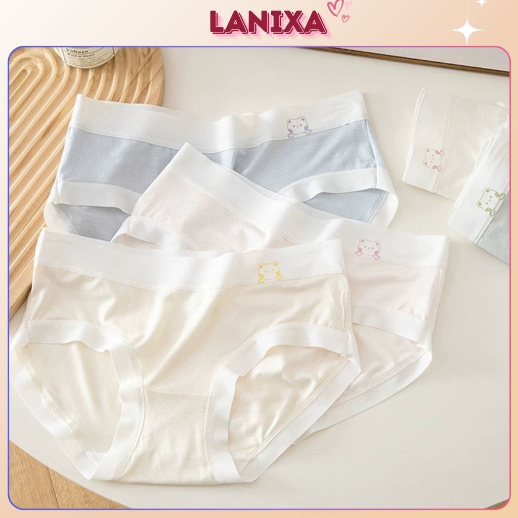 Quần lót nữ thun lạnh đáy may hai lớp kháng khuẩn, Quần chíp nữ cotton cạp vừa tôn dáng LANIXA LY03