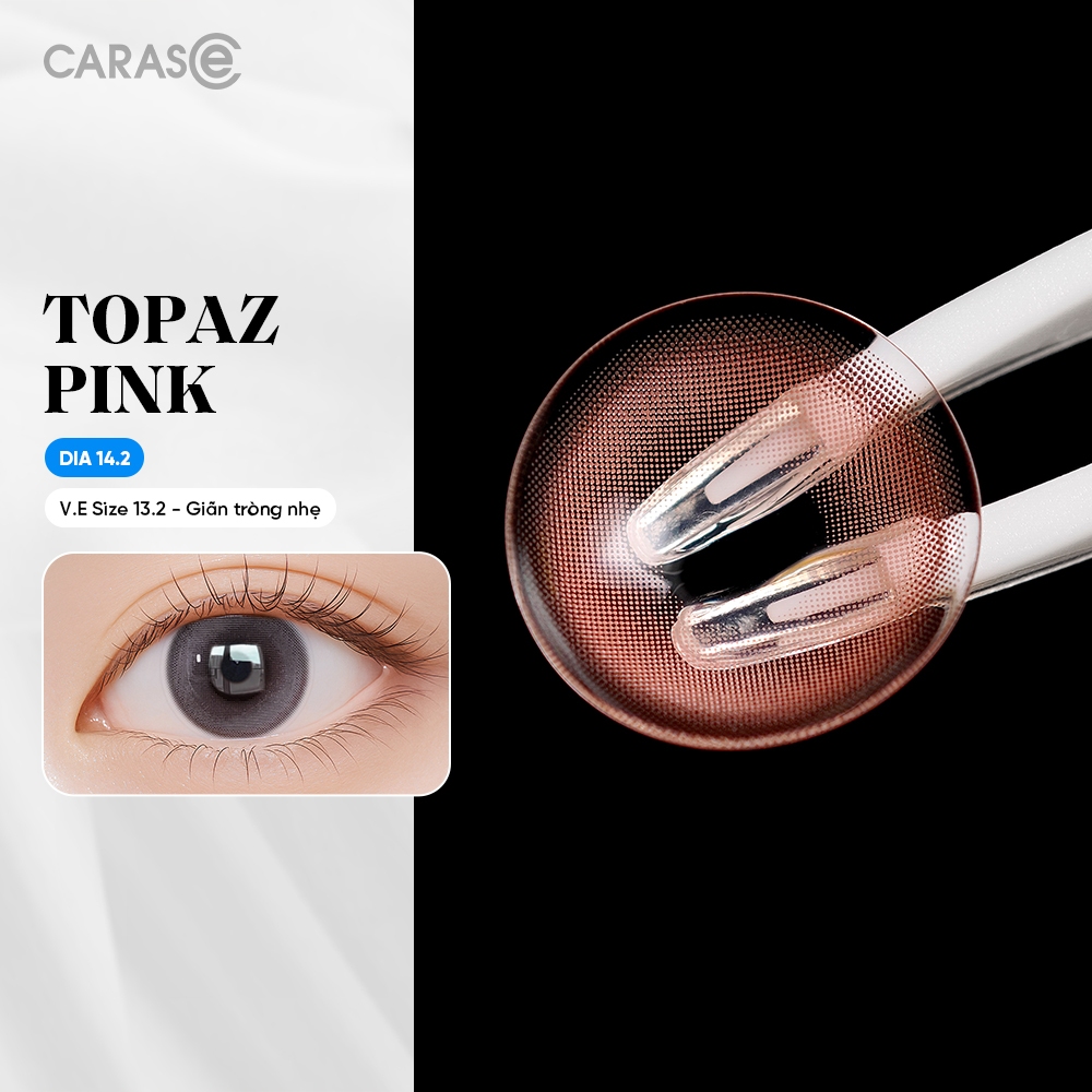 [1 chiếc] Kính áp tròng khoá ẩm 8H 1 Tháng Màu Hồng Pastel CARASE, Lens cận TOPAZ PINK