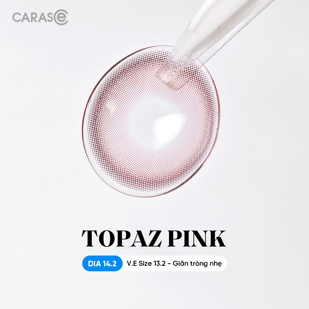 [1 chiếc] Kính áp tròng khoá ẩm 8H 1 Tháng Màu Hồng Pastel CARASE, Lens cận TOPAZ PINK