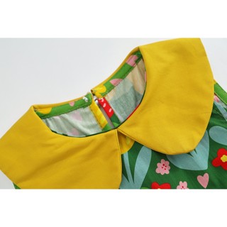 Váy Cho Bé Gái, Váy Sát Nách Cho Bé Gái Thiết Kế Tiểu Thư Họa Tiết Xanh Mát Mẻ Chất Liệu Cotton