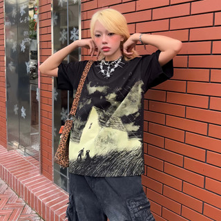 { New version ] Áo Thun Oversize Form Boxy" Đêm Giông Tố" Cotton 100%