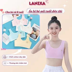 COMBO 3 Áo lót lá học sinh không đệm mút dây bản to chất cotton thoáng khí xinh xắn cute LANIXA B341
