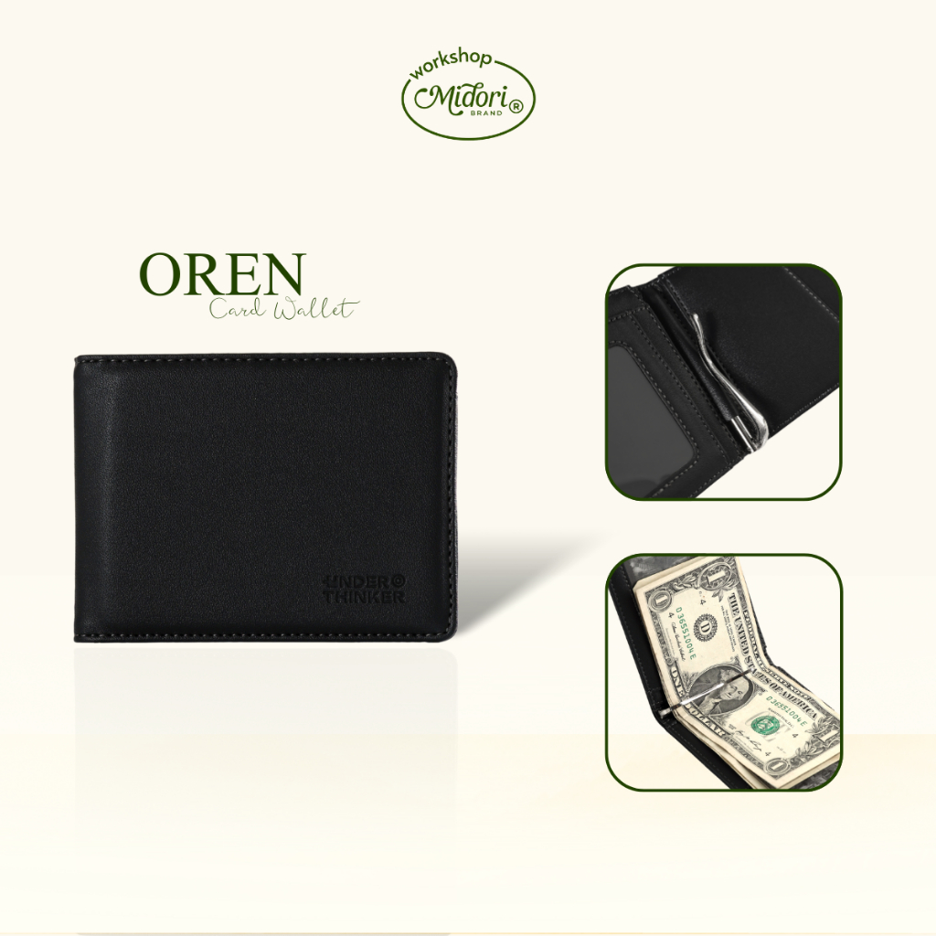 Ví Da PU Ngang OREN V1 Móc Kẹp Tiền Nam Nữ Bóp Tiền Thẻ Nhiều Ngăn Nhỏ Gọn | Mi Midori