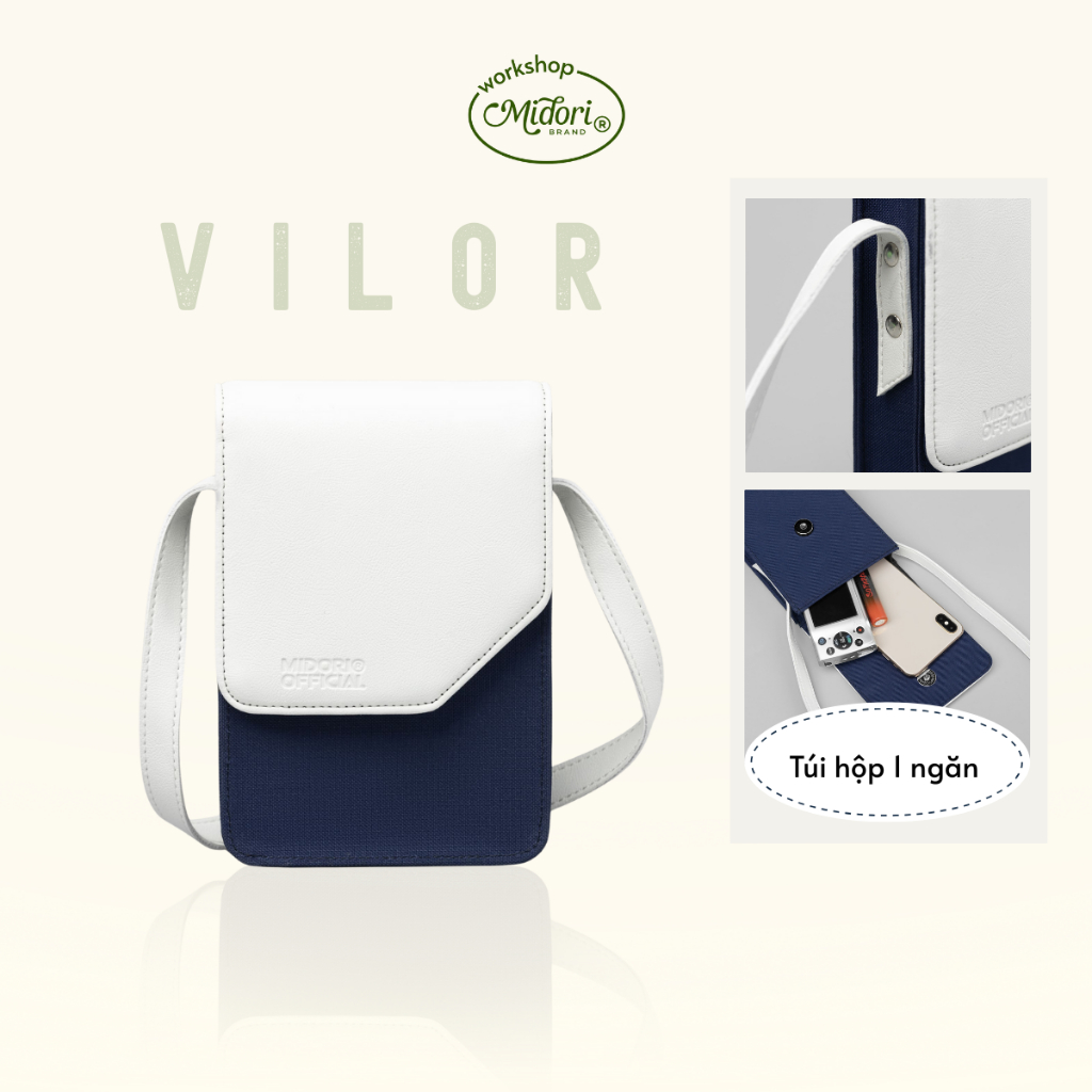 Túi Xách VILOR Vải Đeo Chéo Đựng Điện Thoại Phối Da PU Nam Nữ Đi Chơi Polyester | Mi Midori