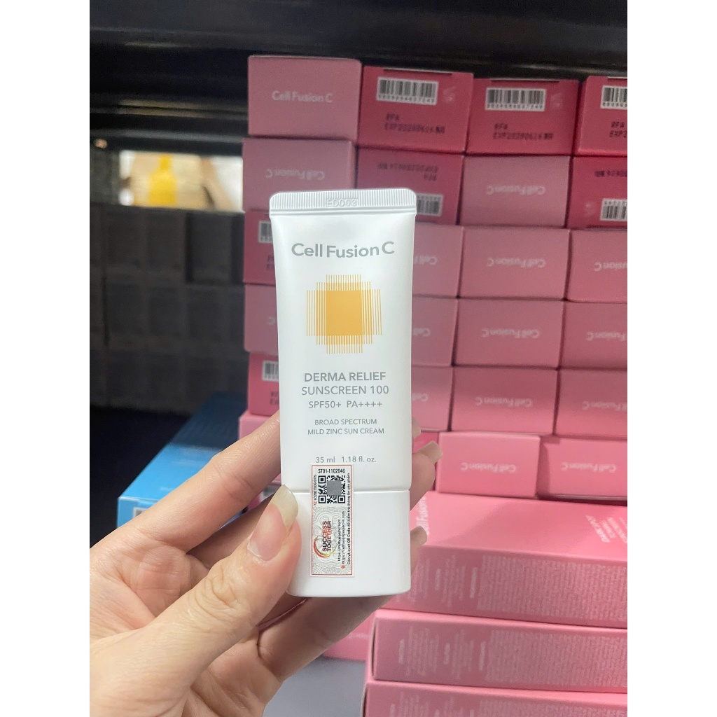 [Hàng CTY] Kem Chống Nắng Vật Lý Cell Fusion C Derma Relief Sunscreen 100 SPF50+/PA++++ 35ml 50ml (nobox)